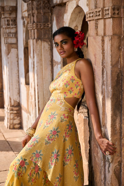 Anita Dongre Palma Skirt Set Mustard festive indian designer wear online shopping melange singapore