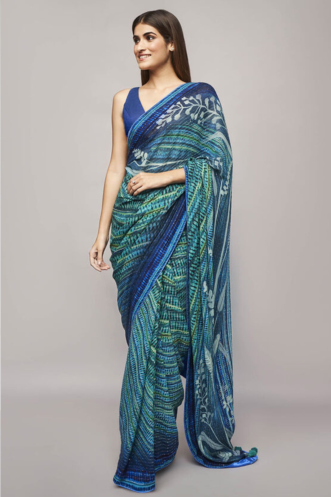 Anita Dongre Ramone Saree Blue indian designer wear online shopping melange singapore