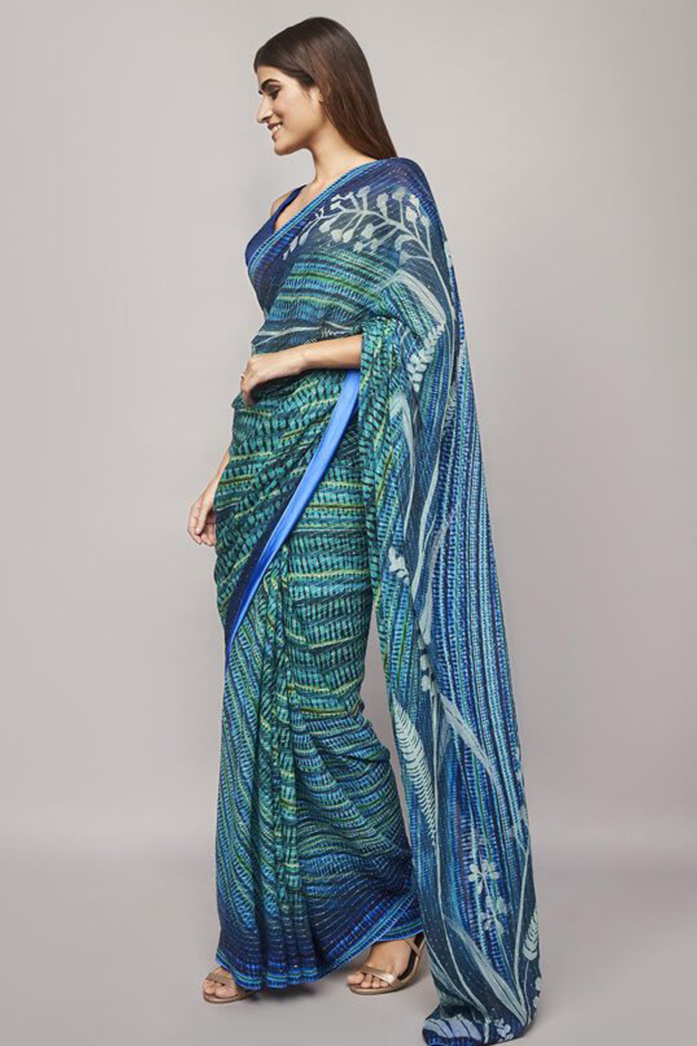 Anita Dongre Ramone Saree Blue indian designer wear online shopping melange singapore