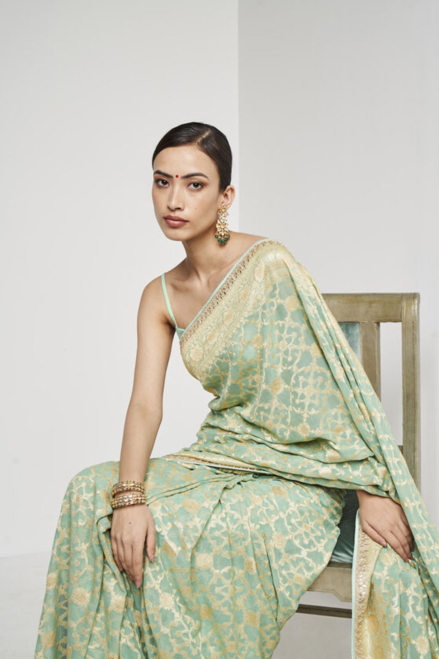 Anita Dongre Rekhmina Benarasi Saree Aqua indian designer wear online shopping melange singapore