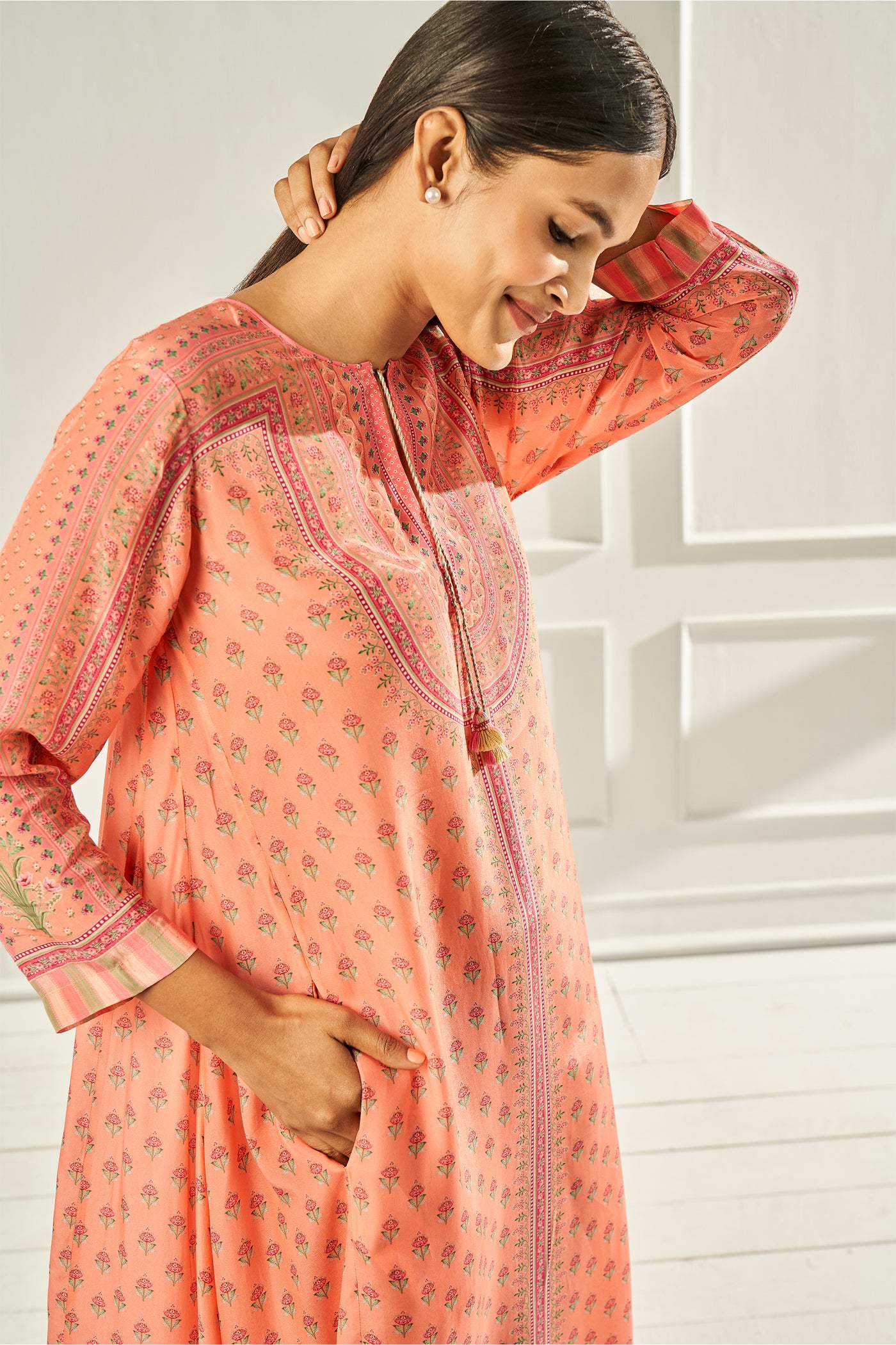 Anita Dongre Ruha Dress Coral western indian designer wear online shopping melange singapore