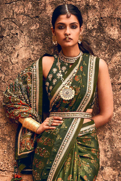 Anita Dongre Rutvi Belt emerald green festive indian designer wear online shopping melange singapore