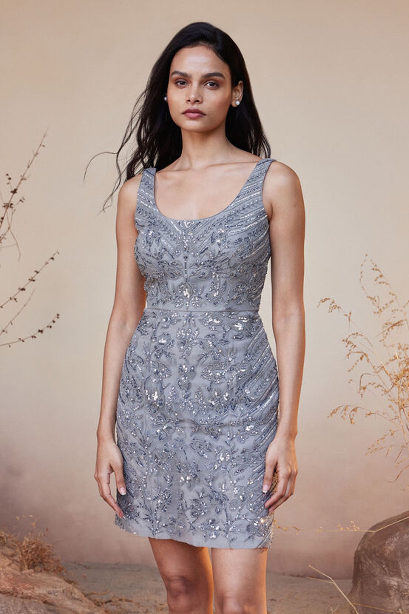 Anita Dongre Shaden Dress Grey indian designer wear online shopping melange singapore