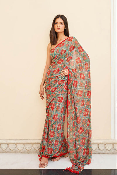 Anita Dongre Shovana Saree Blue indian designer wear online shopping melange singapore