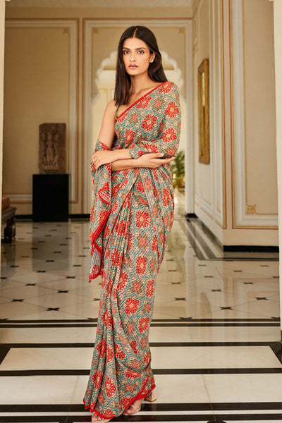 Anita Dongre Shovana Saree Blue indian designer wear online shopping melange singapore
