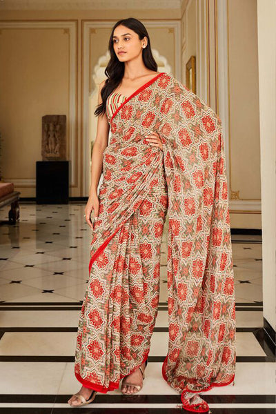Anita Dongre Shovana Saree Cream indian designer wear online shopping melange singapore