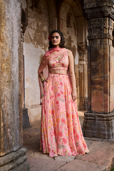 Anita Dongre Silene Lehenga Set Pink festive indian designer wear online shopping melange singapore