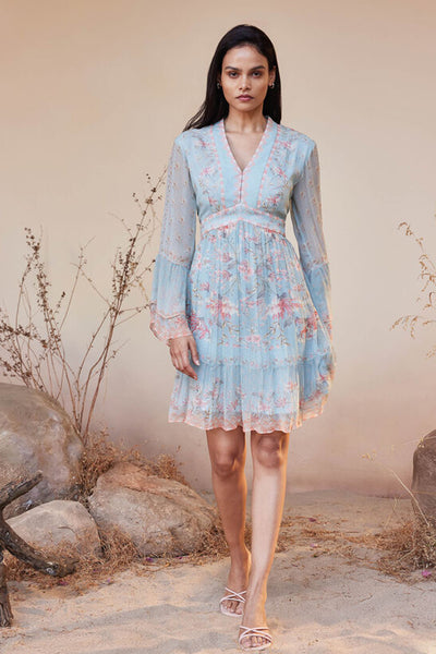 Anita Dongre Sonora Dress Blue indian designer wear online shopping melange singapore