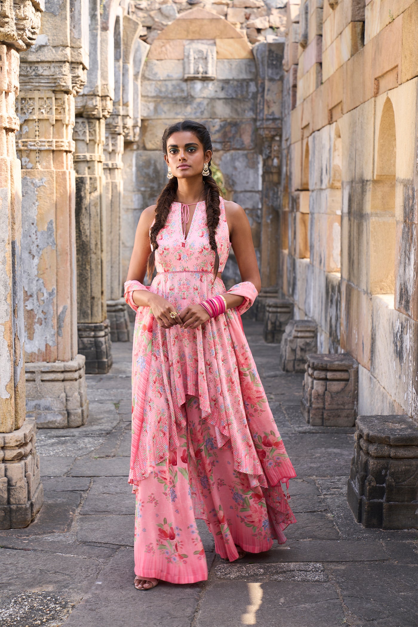 Anita Dongre Tasha Skirt Set Pink festive indian designer wear online shopping melange singapore