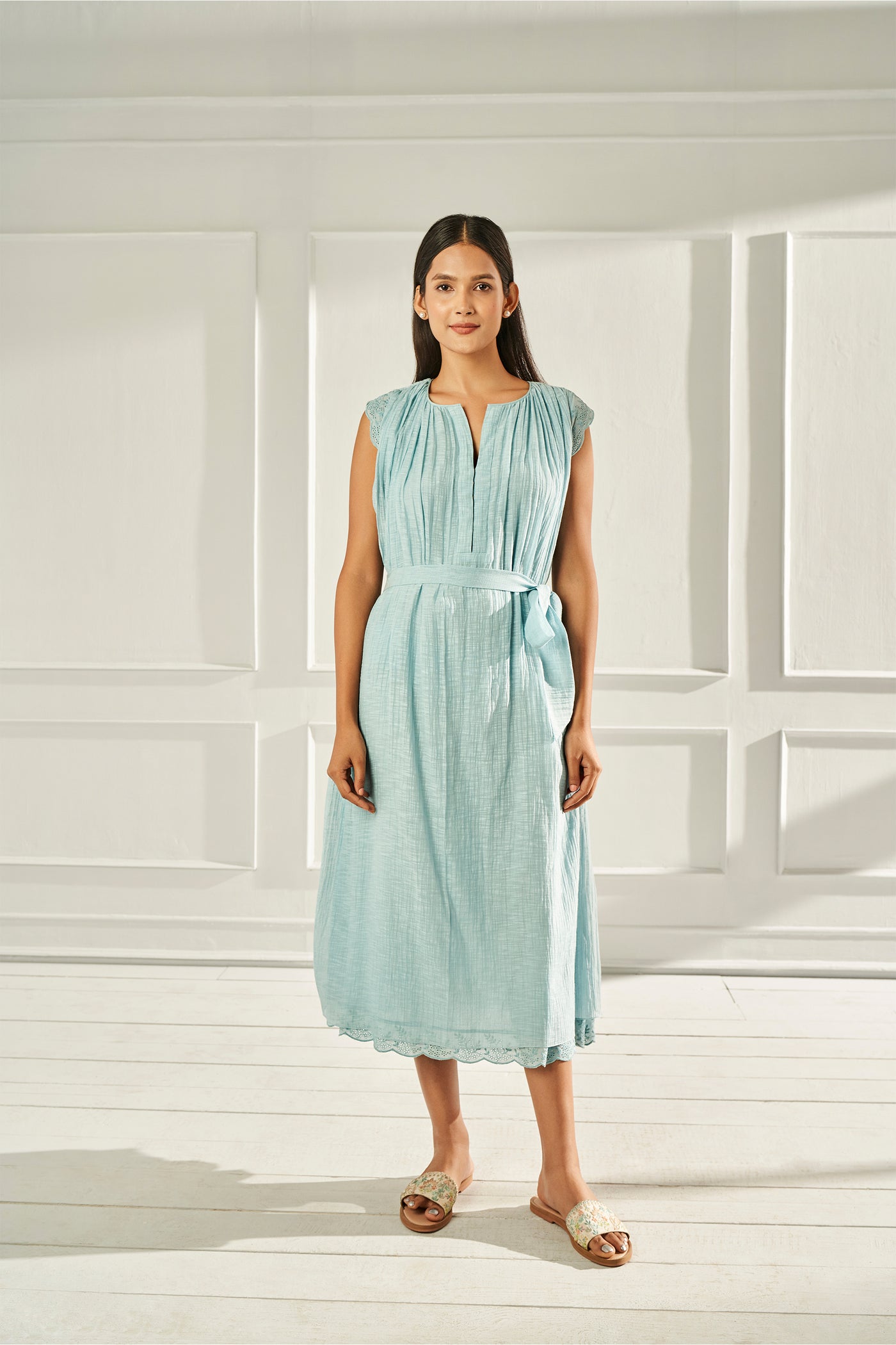 Anita Dongre Zoey Dress Ice Blue western indian designer wear online shopping melange singapore