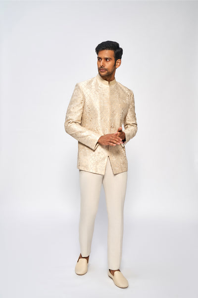 Anita Dongre menswear Anwik Bandhgala Off White festive indian designer wear groom wedding online shopping melange singapore 