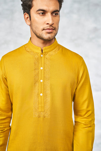Anita Dongre menswear aveer kurta mustard yellow indian designer wear wedding festive online shopping melange singapore