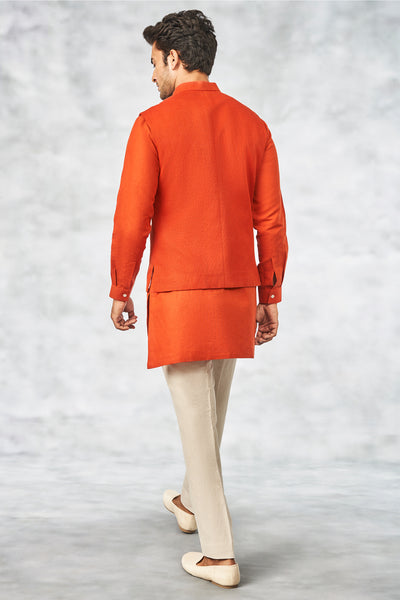 Anita Dongre menswear basir bundi bandi rust orange indian designer wear wedding online shopping melange singapore festive jacket