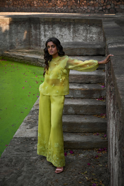 Anita Dongre Soaring Storks Set Lime festive indian designer wear online shopping melange singapore