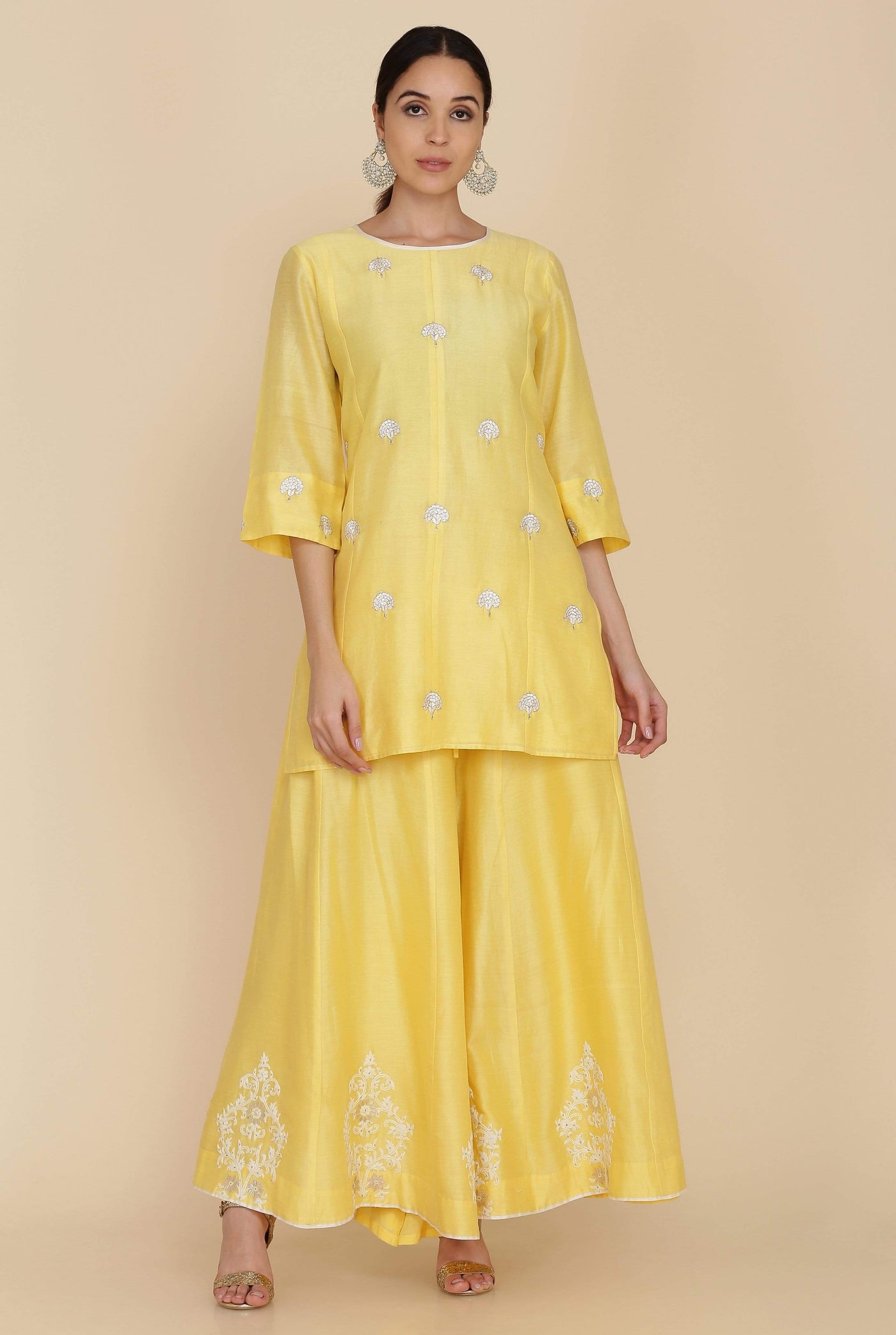 Short Tunic With Salwar And Dupatta Sunshine Yellow
