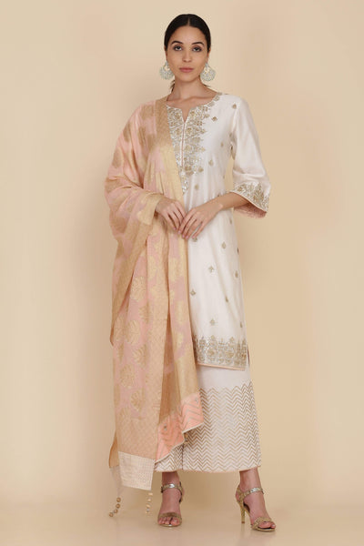 Straight Tunic In Peach And Ivory