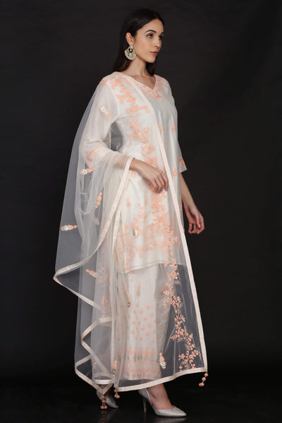 Straight Tunic With Loose Pants And Dori Dupatta