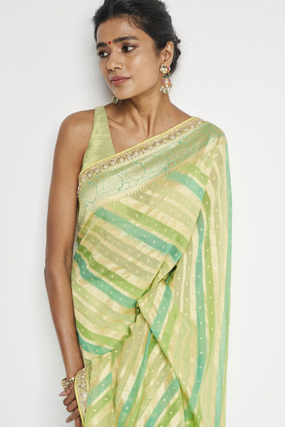 Anita Dongre Aheli Benarasi Saree Lime indian designer wear online shopping melange singapore