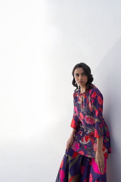 Archana Shah Purple Pomo Highlight Sharara Set indian designer wear online shopping melange singapore