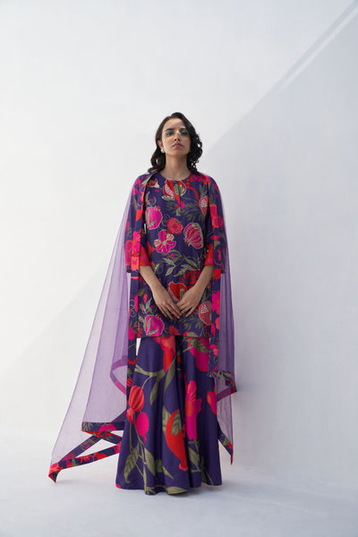 Archana Shah Purple Pomo Highlight Sharara Set indian designer wear online shopping melange singapore