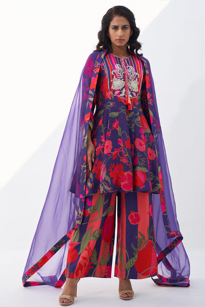 Archana Shah Purple Pomo Kali wala Sharara set indian designer wear online shopping melange singapore