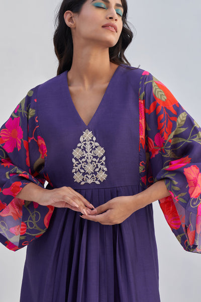 Archana Shah Purple pomo kimono maxi with big butta indian designer wear online shopping melange singapore