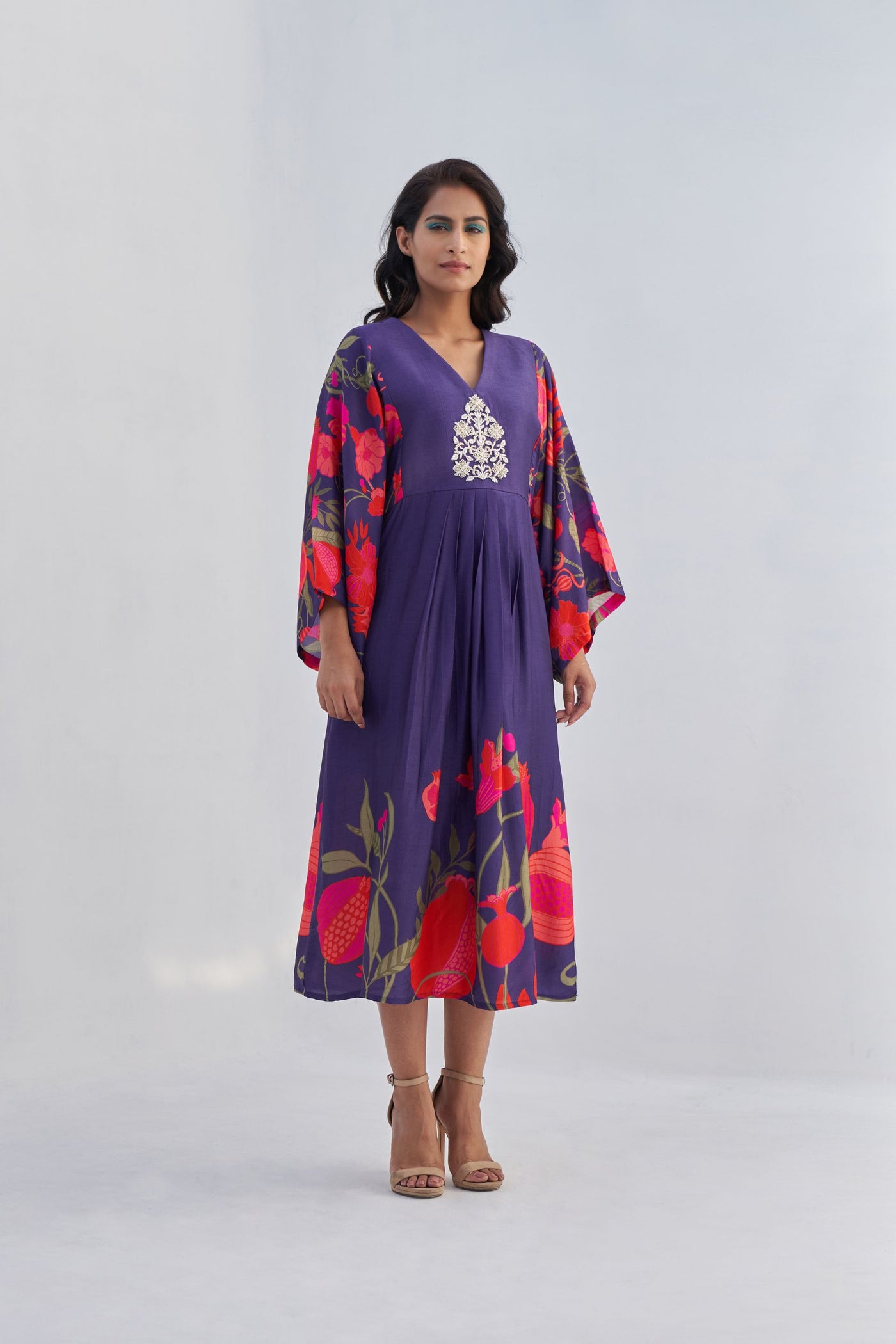 Archana Shah Purple pomo kimono maxi with big butta indian designer wear online shopping melange singapore