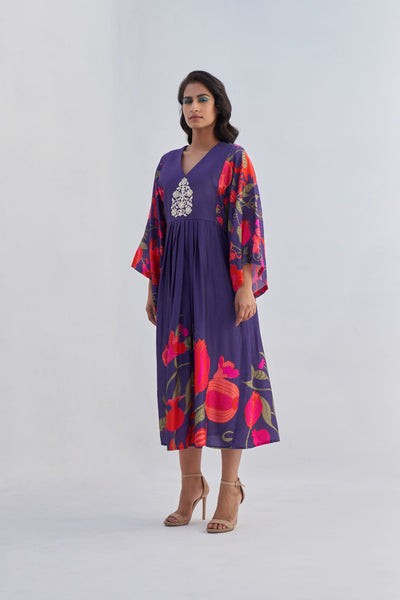 Archana Shah Purple pomo kimono maxi with big butta indian designer wear online shopping melange singapore
