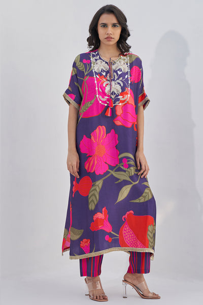 Archana Shah Purple Pomo Zardozi Yoke Over Size Set indian designer wear online shopping melange singapore