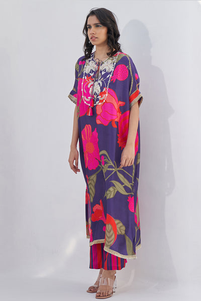 Archana Shah Purple Pomo Zardozi Yoke Over Size Set indian designer wear online shopping melange singapore