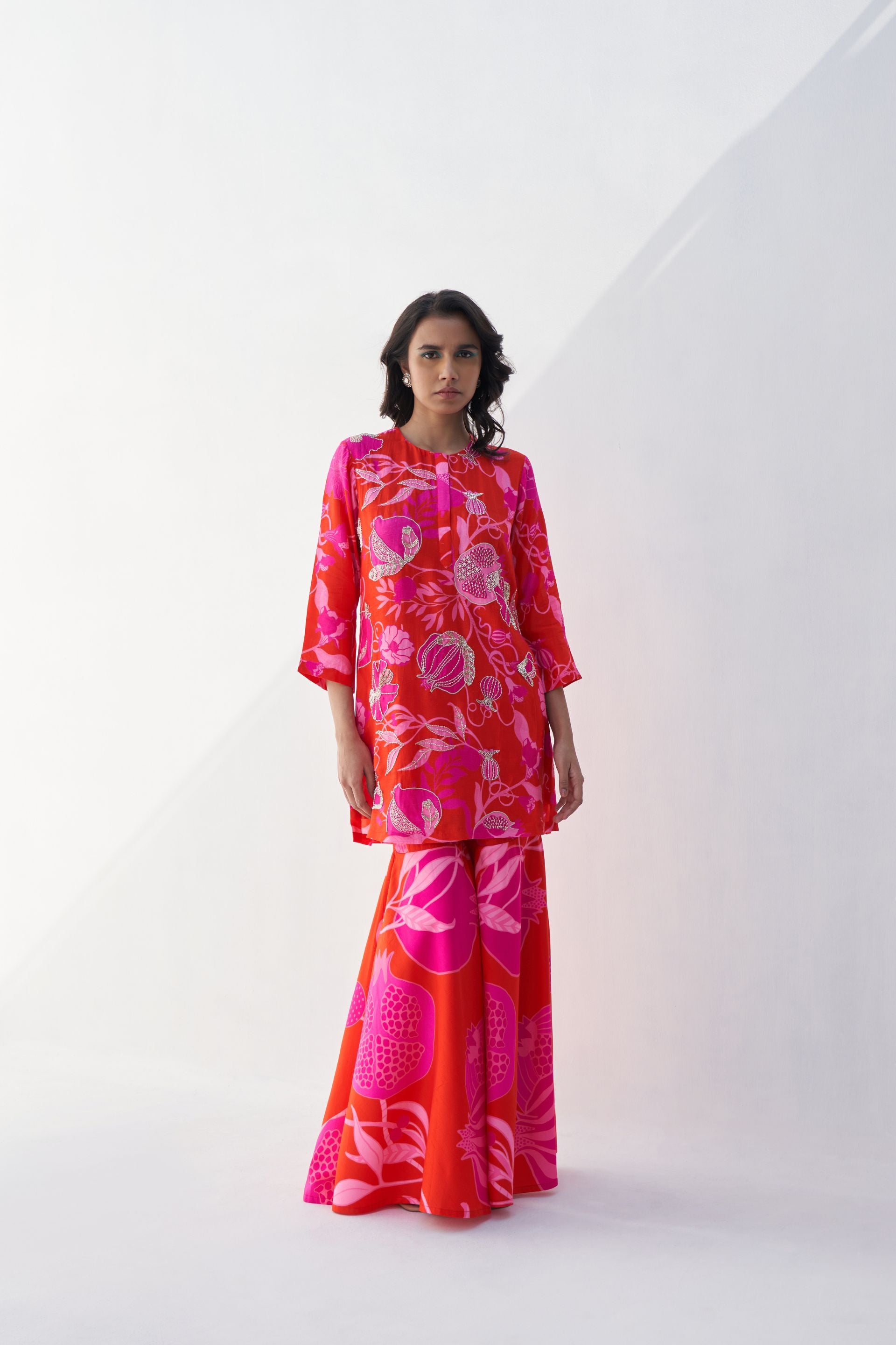 Red Pomo Highlight Sharara Set – Melange Singapore