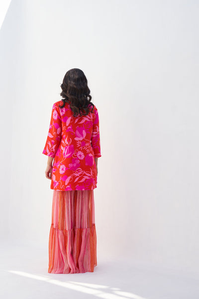 Archana Shah Red Pomo Mango Buta Sharara Set indian designer wear online shopping melange singapore