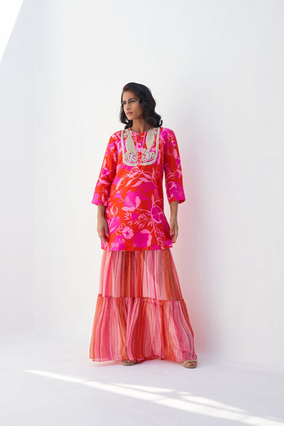 Archana Shah Red Pomo Mango Buta Sharara Set indian designer wear online shopping melange singapore