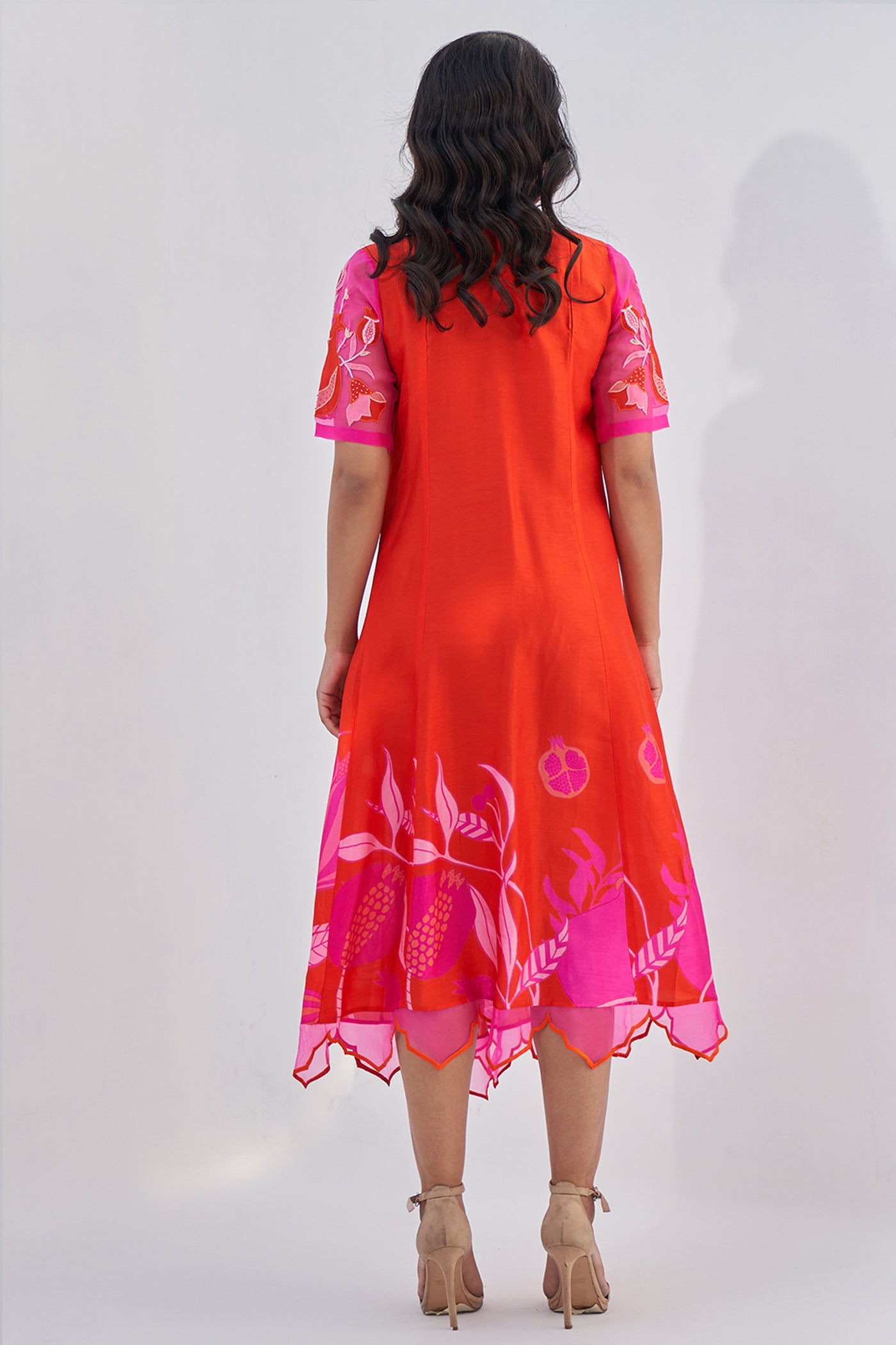 Archana Shah Red Pomo Pleated Tunic indian designer wear online shopping melange singapore