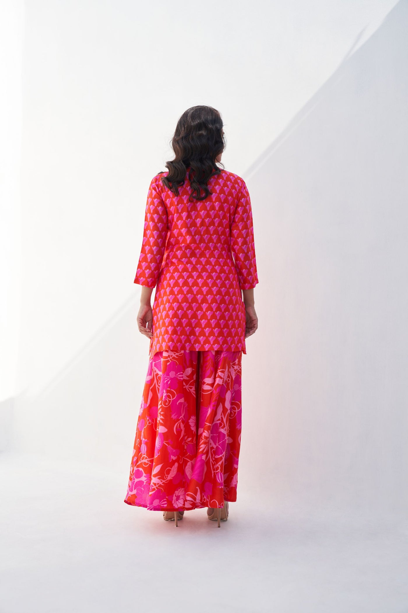 Archana Shah Red Pomo Small Buta Yoke Sharara Set indian designer wear online shopping melange singapore
