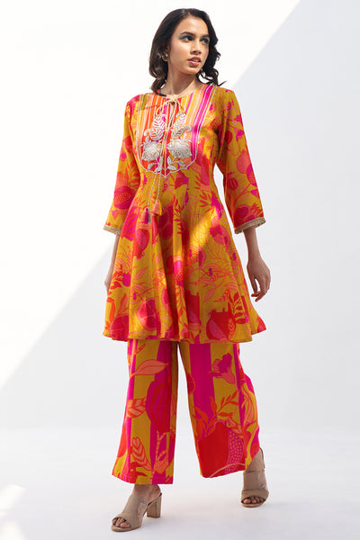 Archana Shah Yellow Pomo Kali wala Sharara set indian designer wear online shopping melange singapore
