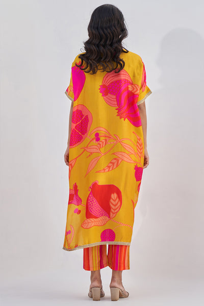 Archana Shah Yellow Pomo Zardozi Yoke Over Size Set indian designer wear online shopping melange singapore