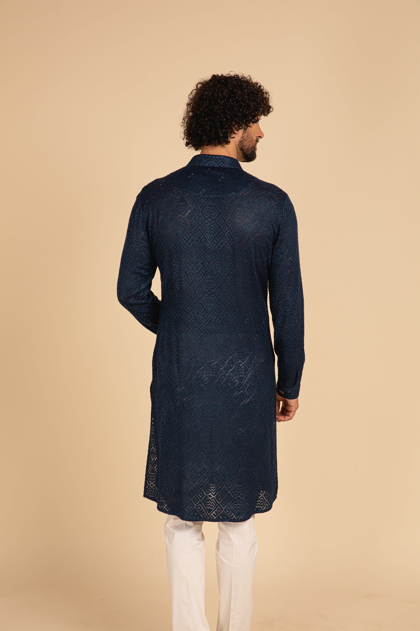 Arjan Dugal Full Embroidered Kurta Set Blue festive indian designer menswear online shopping melange singapore