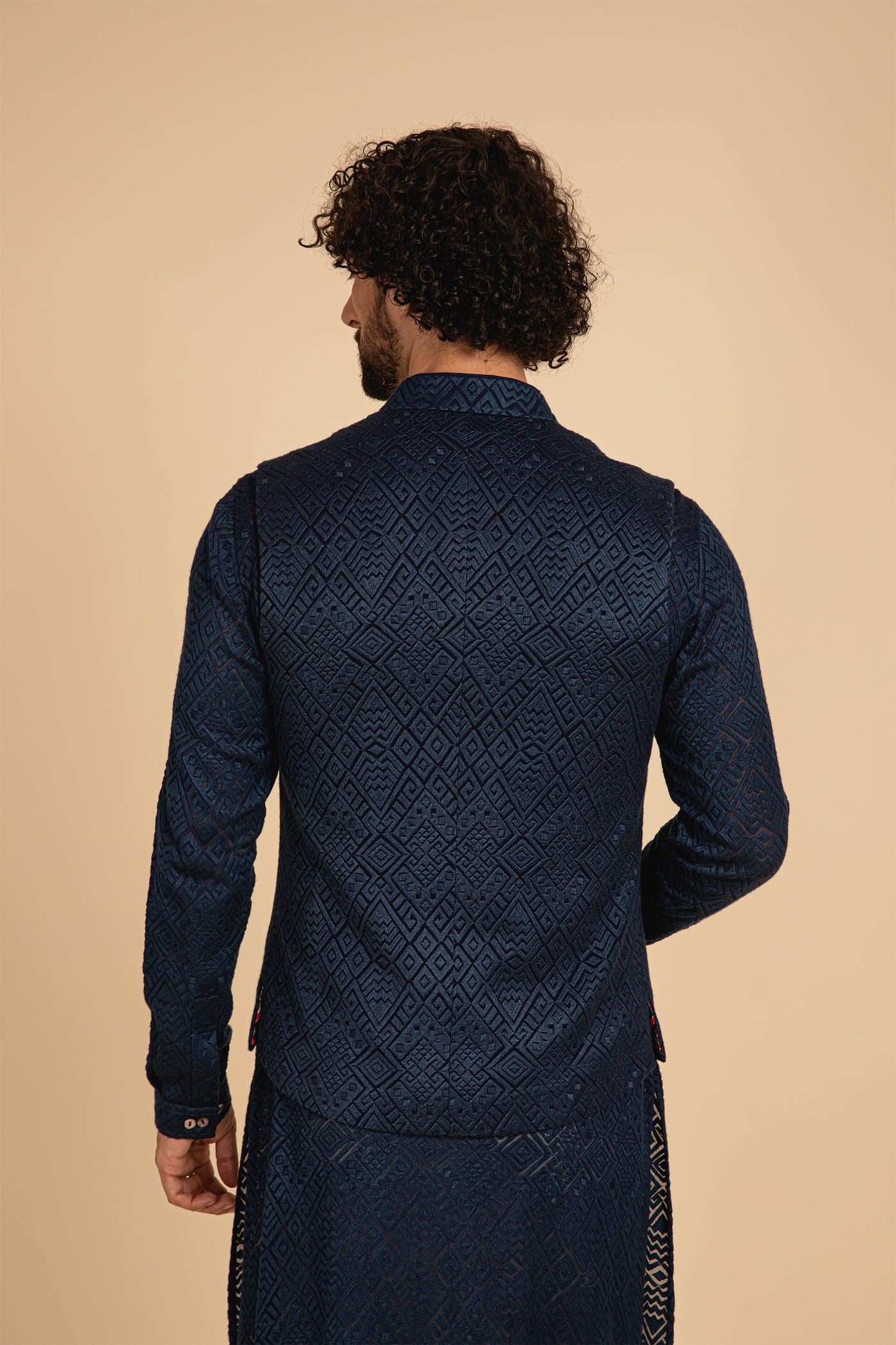 Arjan Dugal Full Embroidered Waistcoat Blue festive indian designer menswear online shopping melange singapore