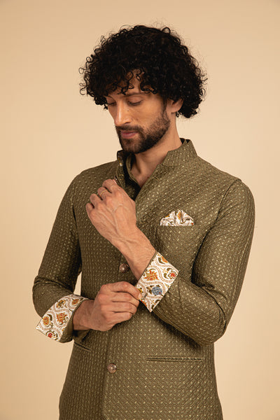 Arjan Dugal Geometric Motif Silk Waistcoat festive indian designer menswear online shopping melange singapore