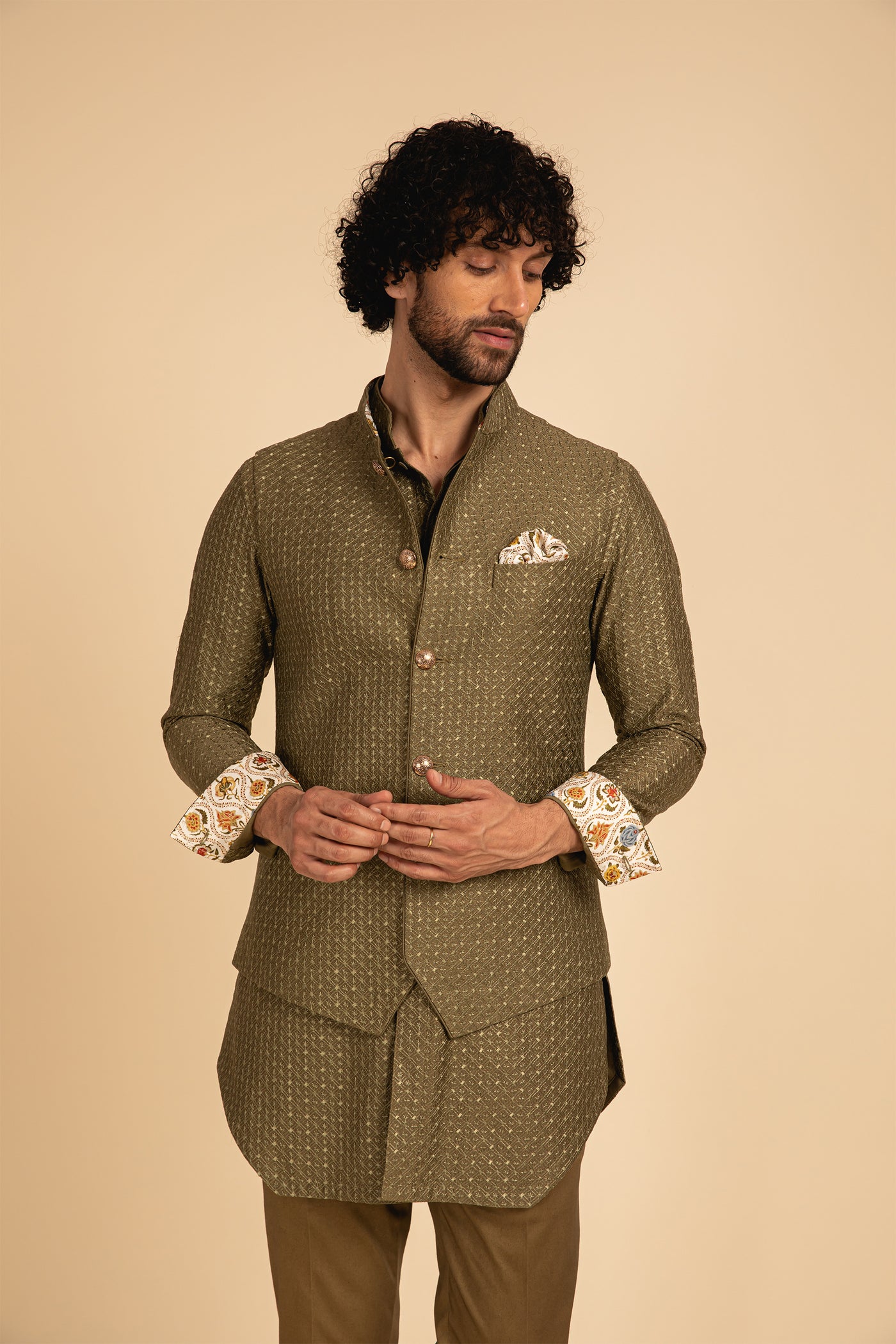 Arjan Dugal Geometric Motif Silk Waistcoat festive indian designer menswear online shopping melange singapore