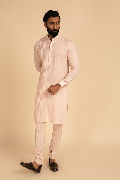 Arjan Dugal One Sided Straight Pintucked Kurta pink festive indian designer menswear online shopping melange singapore