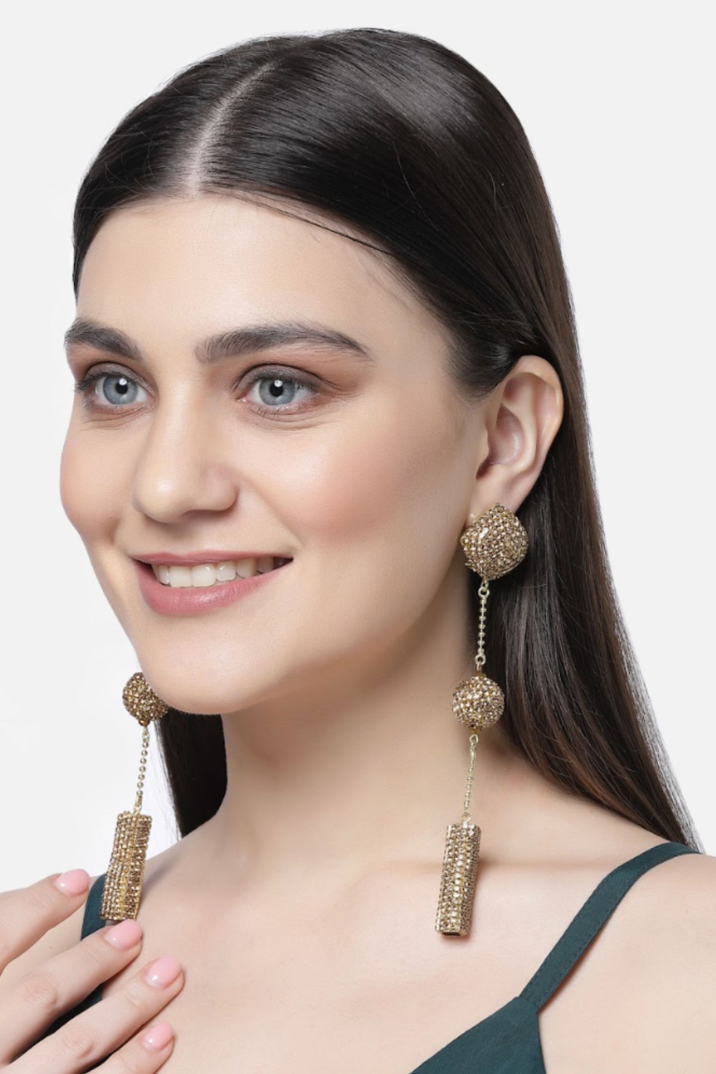 Bijoux by Priya Chandna Station Ball Stationed Danglers Gold jewellery indian designer wear online shopping melange singapore
