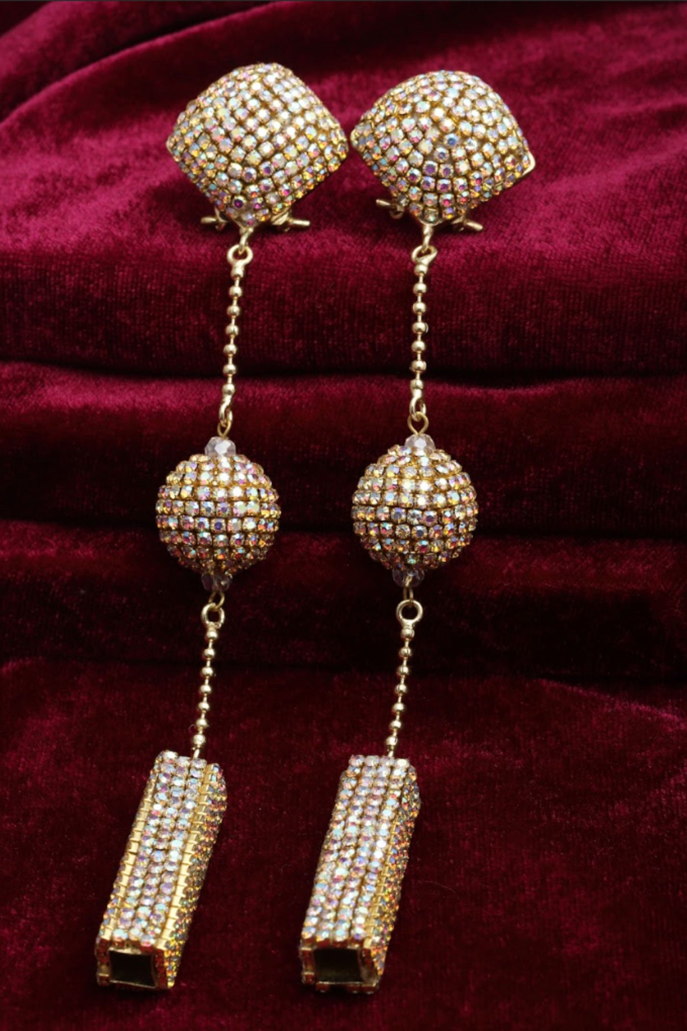 Bijoux by Priya Chandna Ball Stationed Danglers Rainbow jewellery indian designer wear online shopping melange singapore
