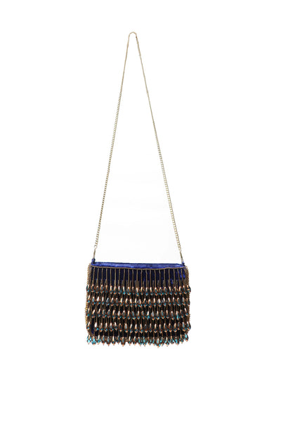 bijoux by priya chandna "Bead" Drop Clutch in Copper Blue fashion accessories online shopping melange singapore indian designer wear 