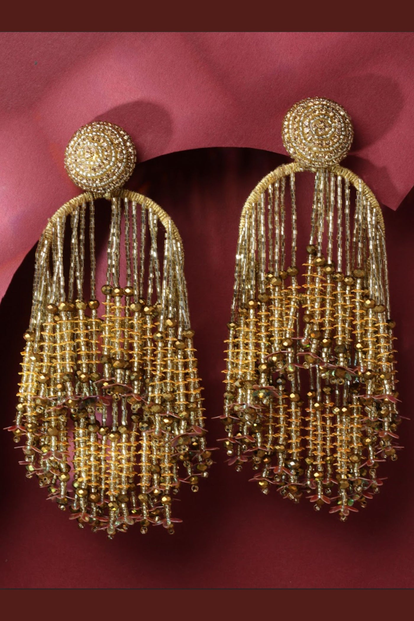 Bijoux by Priya Chandna Beaded Hoops With Tassels Gold jewellery indian designer wear online shopping melange singapore