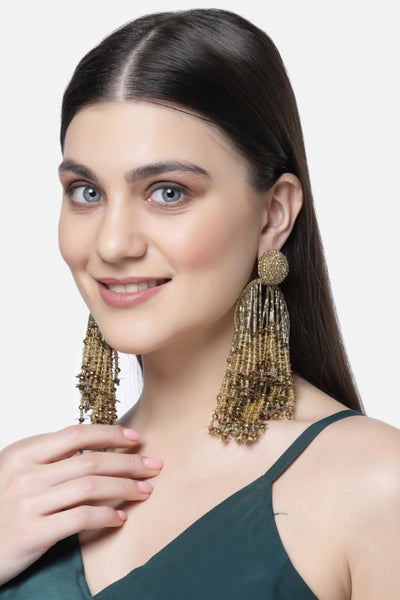 Bijoux by Priya Chandna Beaded Hoops With Tassels Gold jewellery indian designer wear online shopping melange singapore