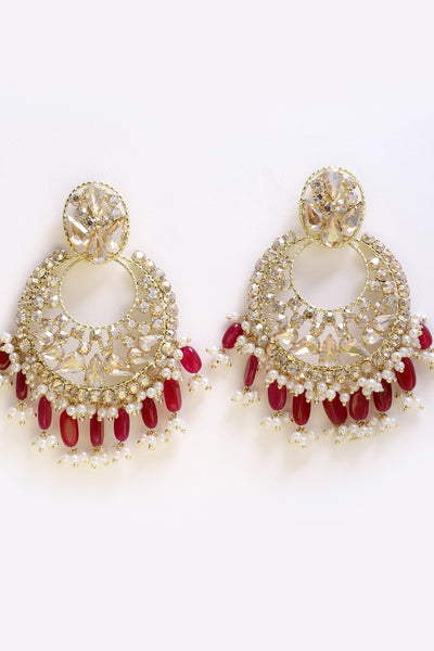 Bijoux by priya chandna Begum Jhumkis In Red and gold fashion imitation jewellery  indian designer wear online shopping melange singapore