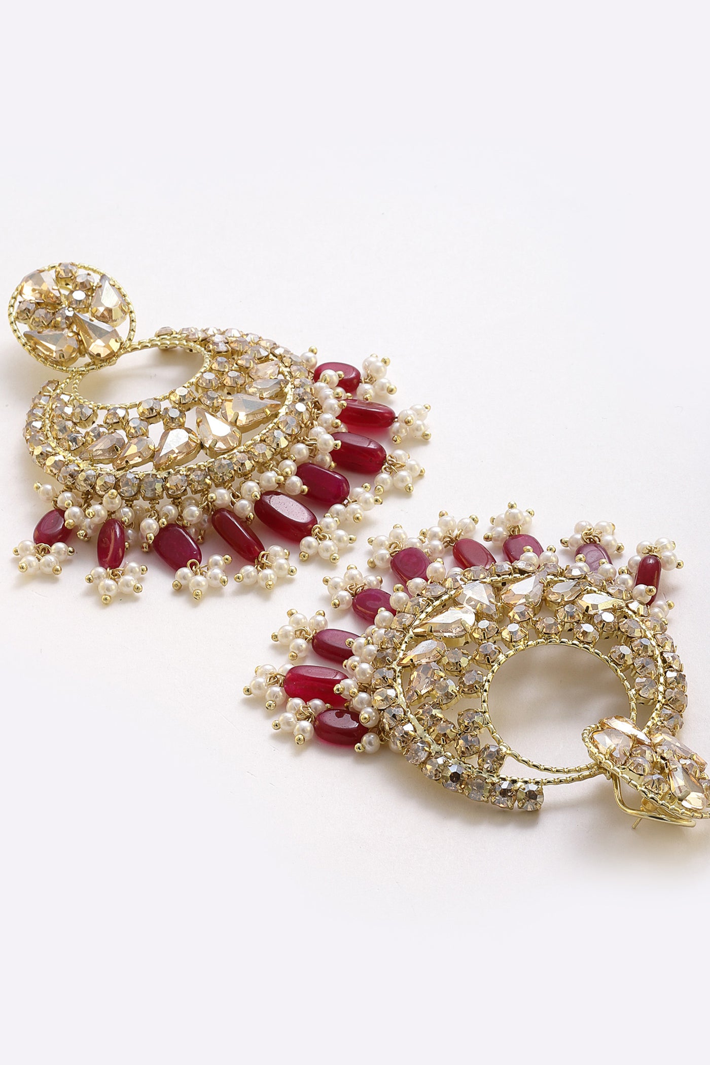 Bijoux by priya chandna Begum Jhumkis In Red and gold fashion imitation jewellery  indian designer wear online shopping melange singapore