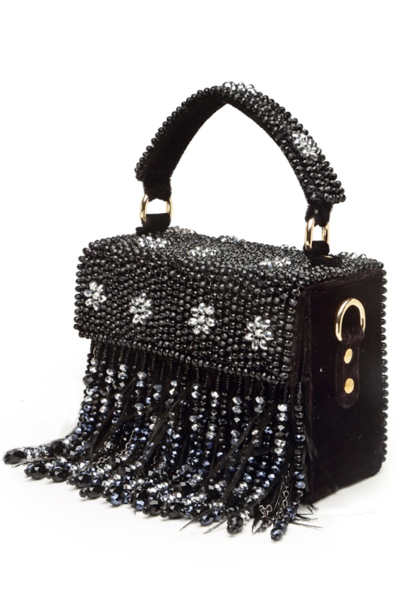 Bijoux by Priya Chandna Black Crystal Mini Box Clutch jewellery indian designer wear online shopping melange singapore